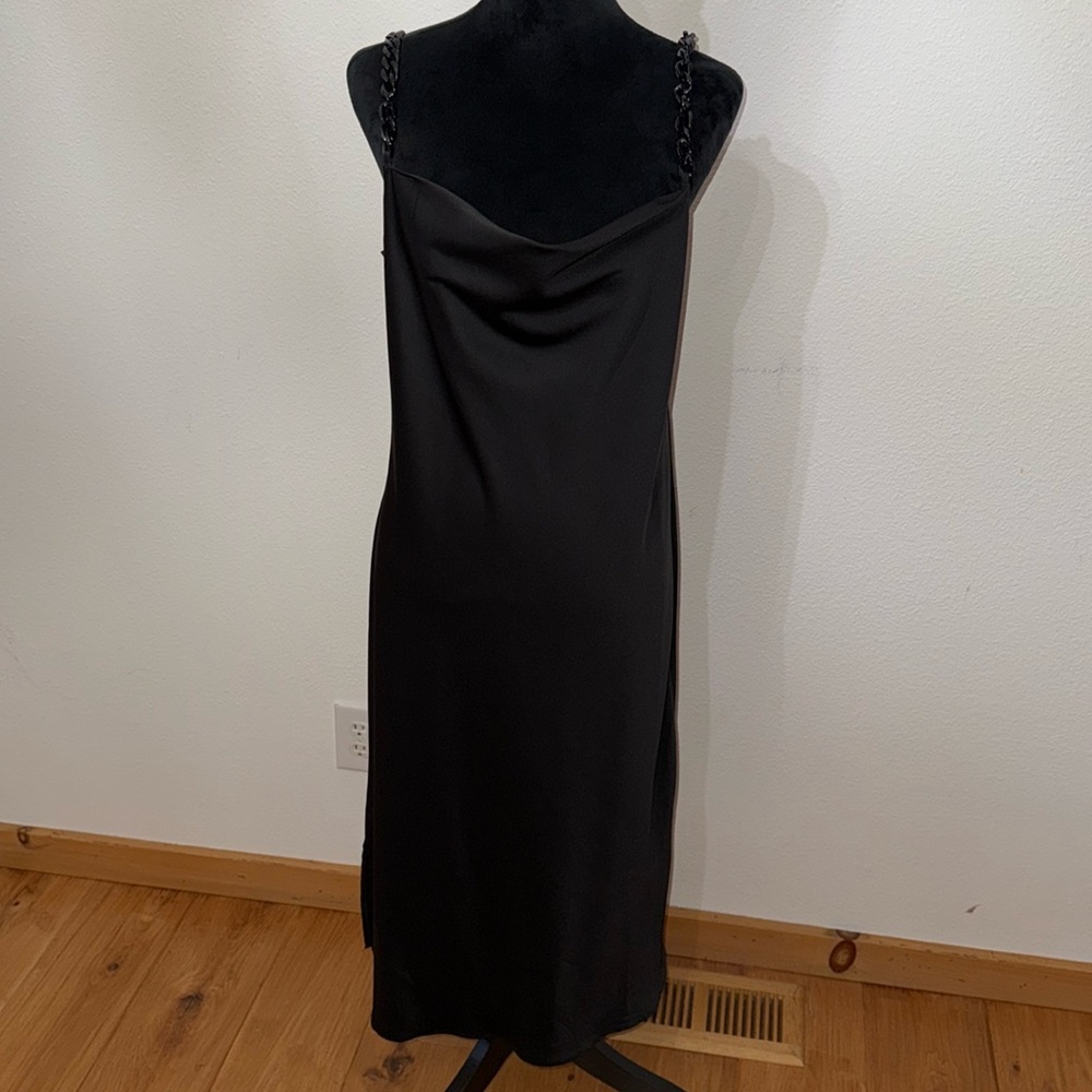Black midi slip dress